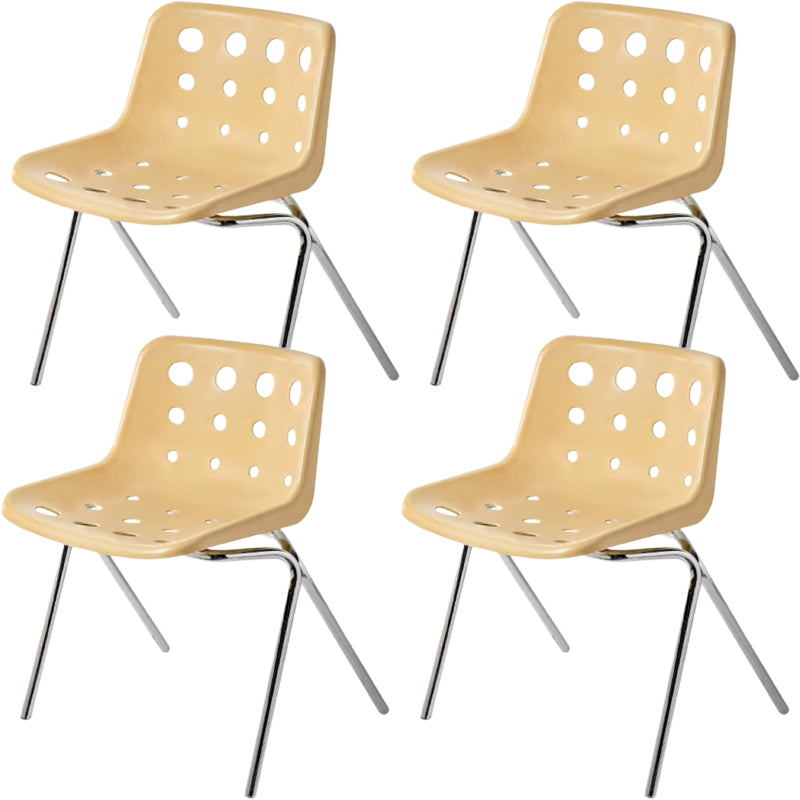 Modern Armless Backrest Acrylic Chair with Metal Legs for Dining Room
