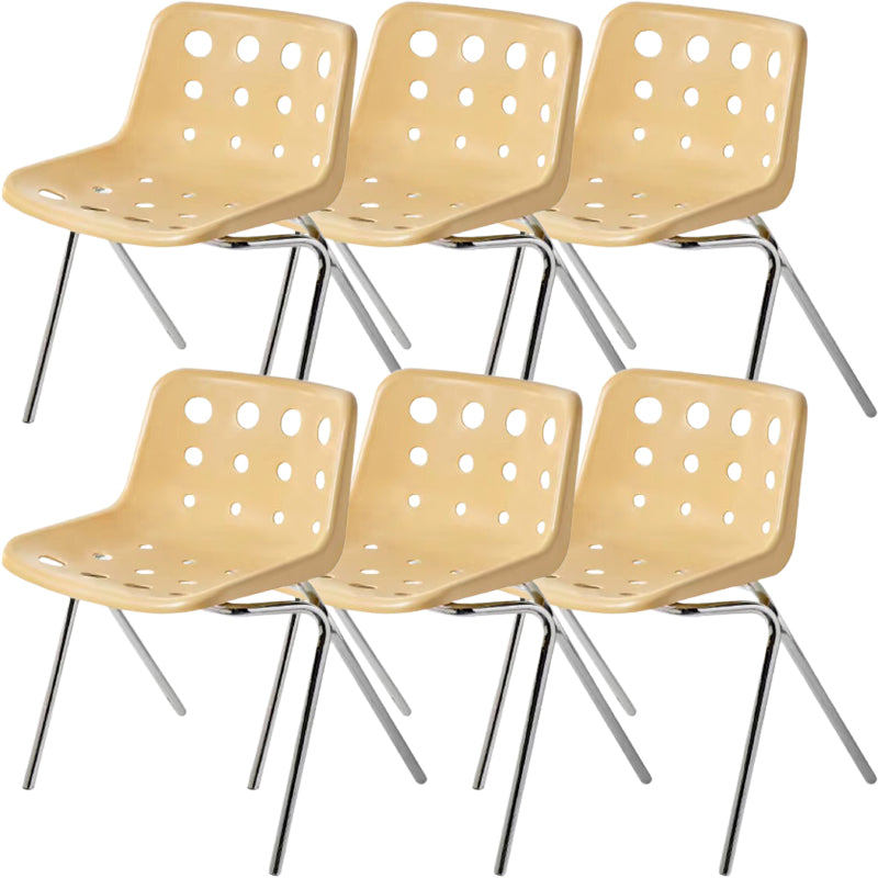 Modern Armless Backrest Acrylic Chair with Metal Legs for Dining Room