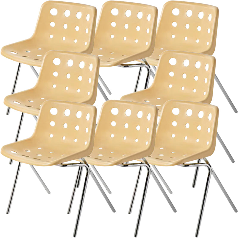 Modern Armless Backrest Acrylic Chair with Metal Legs for Dining Room
