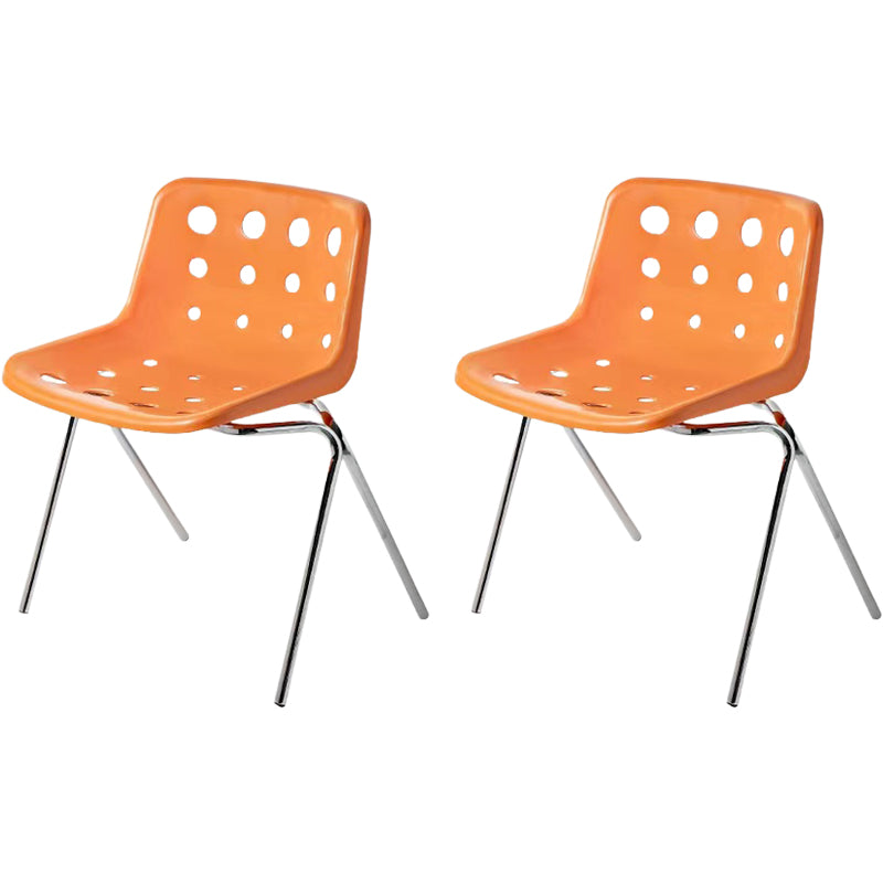 Modern Armless Backrest Acrylic Chair with Metal Legs for Dining Room
