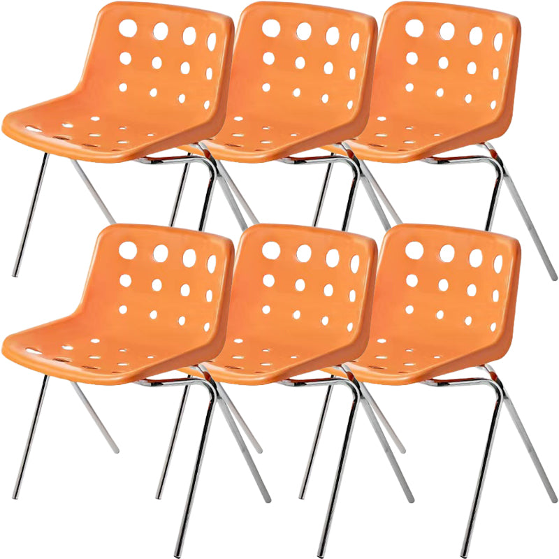 Modern Armless Backrest Acrylic Chair with Metal Legs for Dining Room