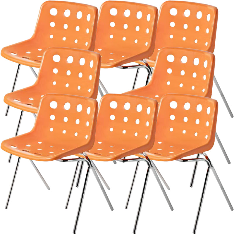 Modern Armless Backrest Acrylic Chair with Metal Legs for Dining Room