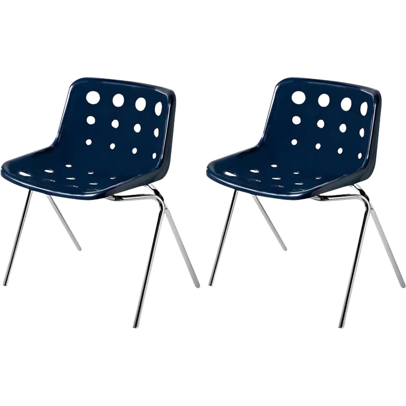 Modern Armless Backrest Acrylic Chair with Metal Legs for Dining Room