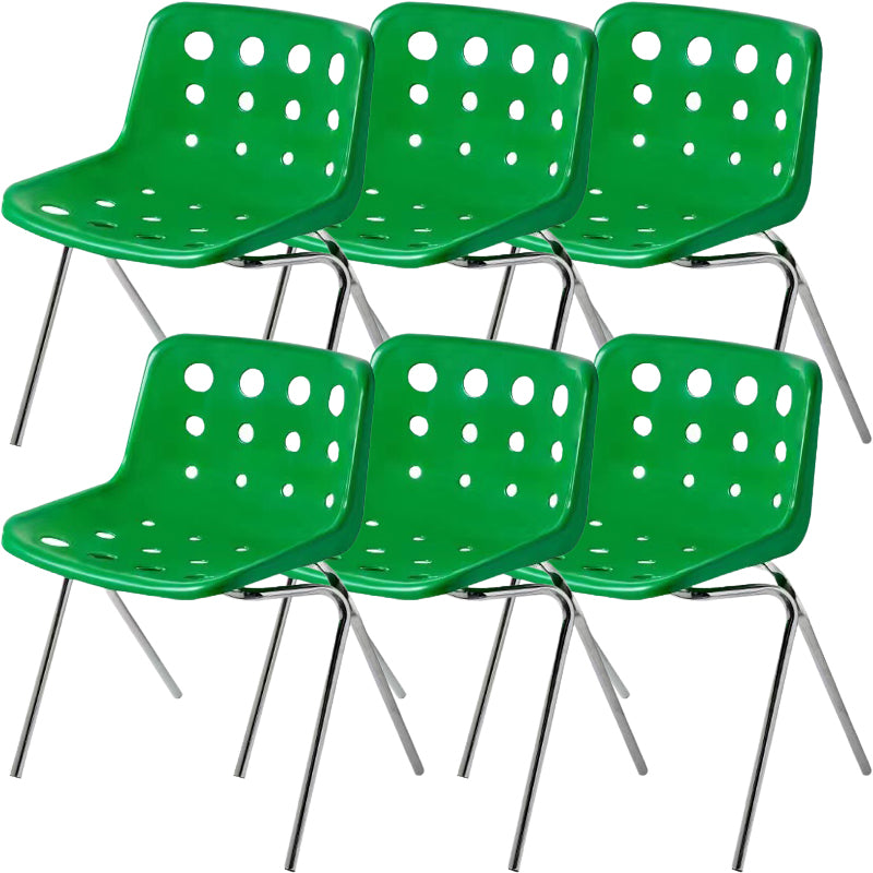 Modern Armless Backrest Acrylic Chair with Metal Legs for Dining Room