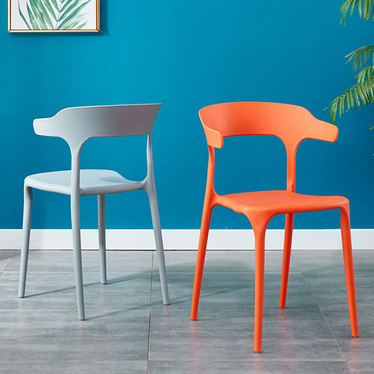 Modern Style Arm Chair Plastic Open Back Dining Accent Chair for Kitchen