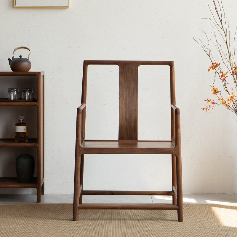 Traditional Style Dining Chair Solid Wood Arm High Back Chair for Home