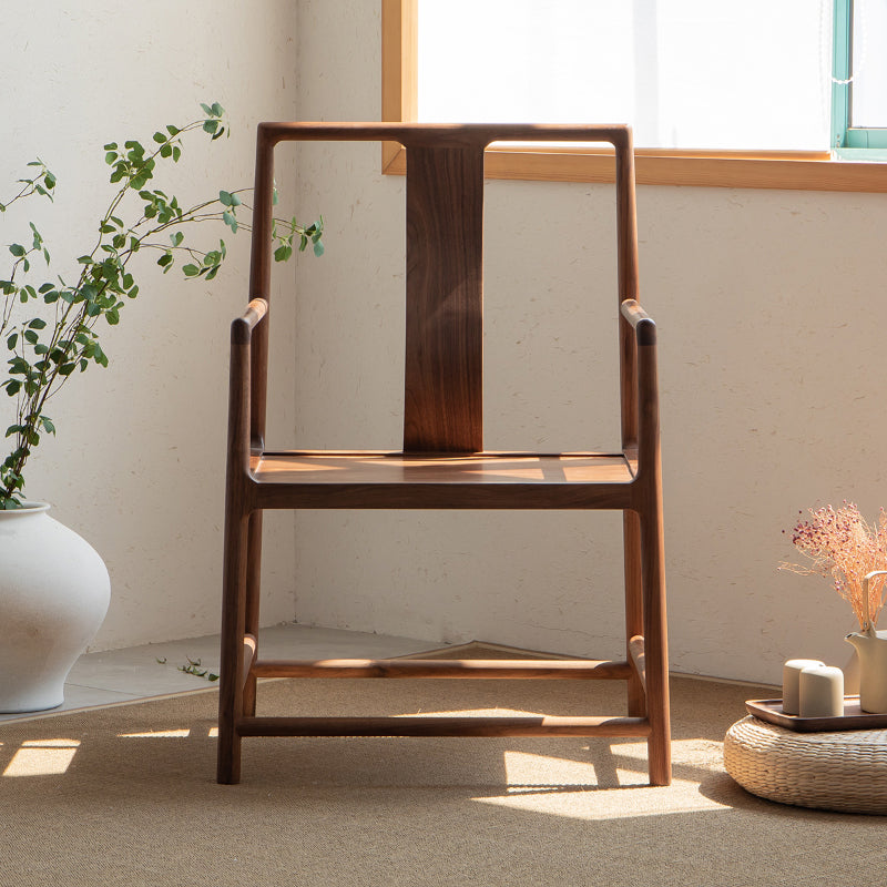 Traditional Style Dining Chair Solid Wood Arm High Back Chair for Home