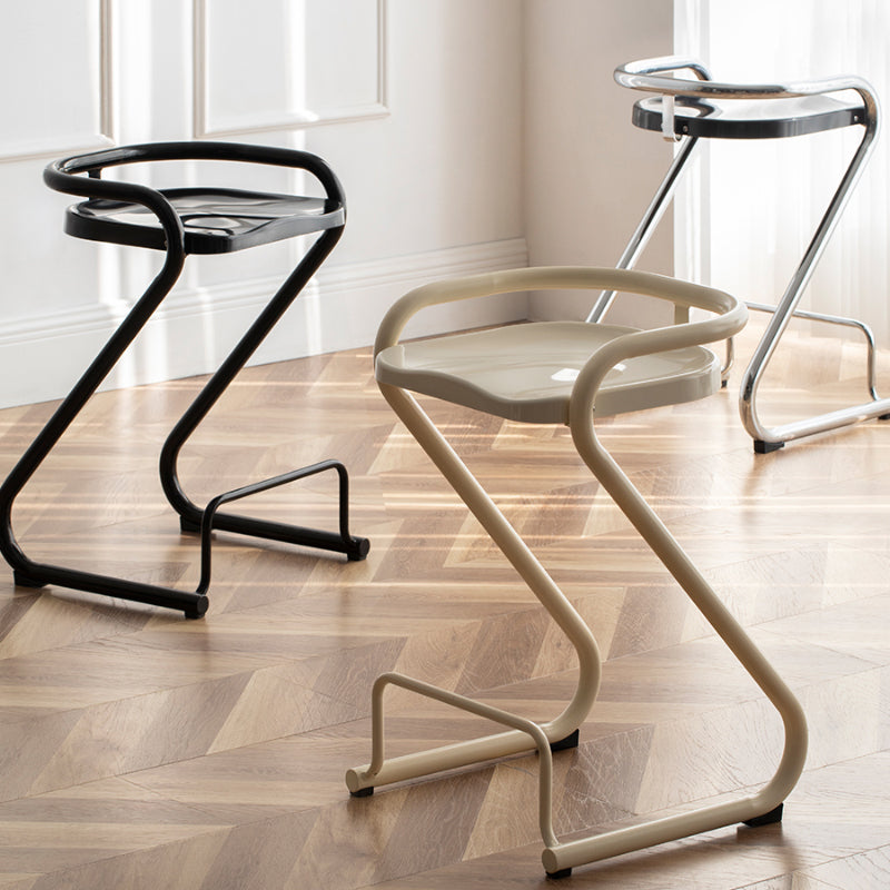 Contemporary Low Back 27-inch Armless Bar Stool with Metal Base