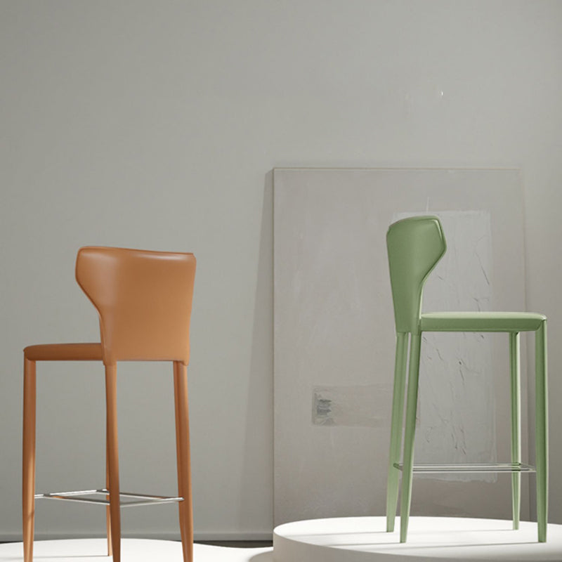 Contemporary Faux Leather 39-inch Bar Stools with Metal Base