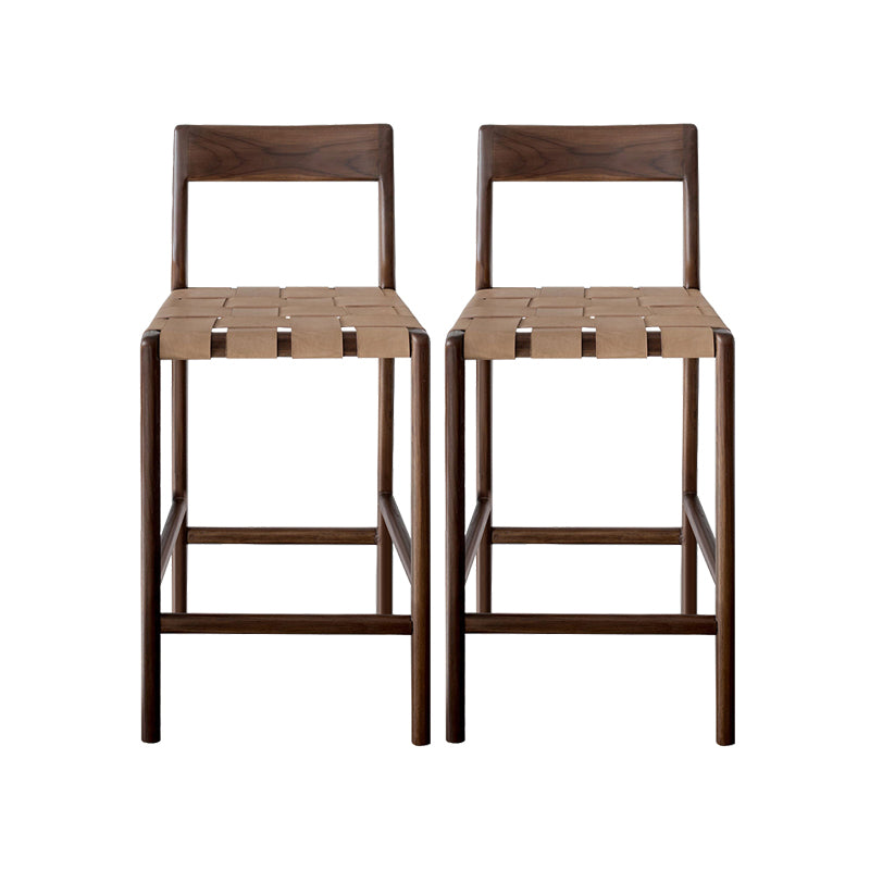 Contemporary Faux Leather 37.4-inch Bar Stool with Solid Wood Base