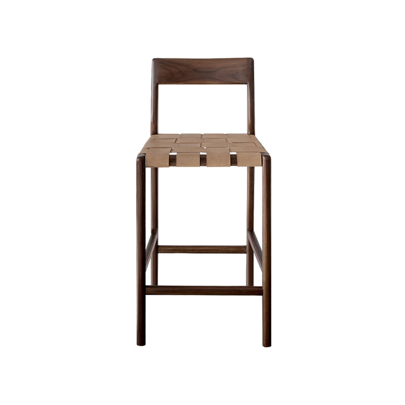 Contemporary Faux Leather 37.4-inch Bar Stool with Solid Wood Base