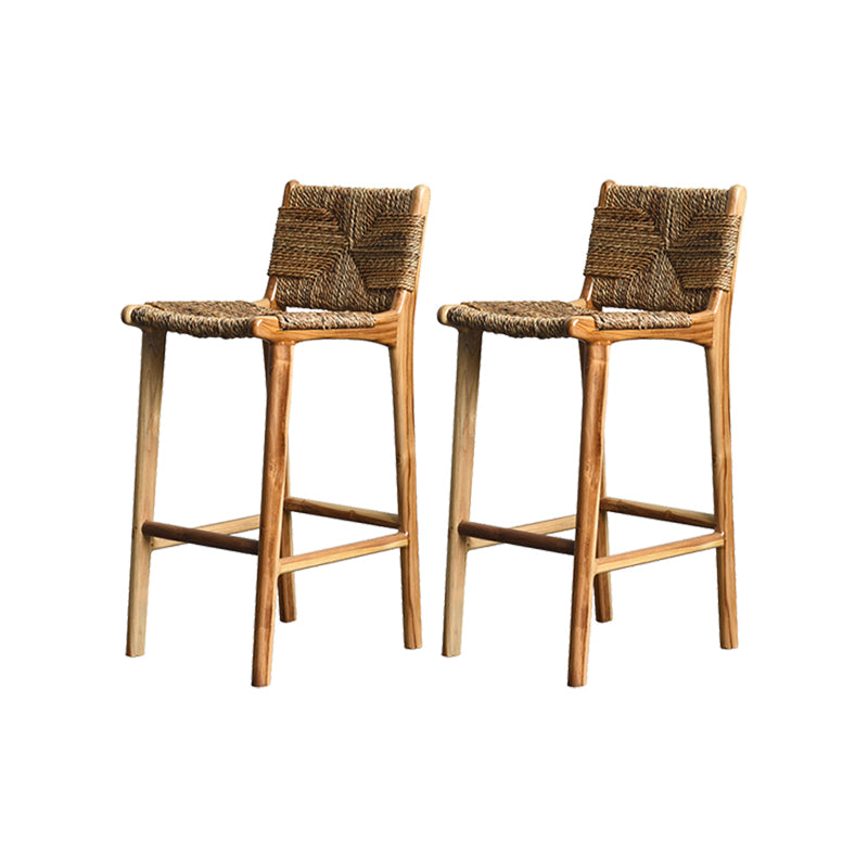 Solid Wood Counter Bar Stool Armless Counter Height Stools with Footrest