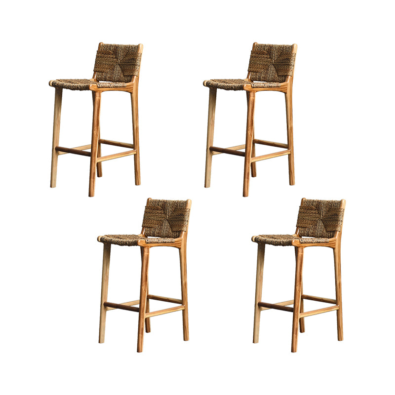 Solid Wood Counter Bar Stool Armless Counter Height Stools with Footrest
