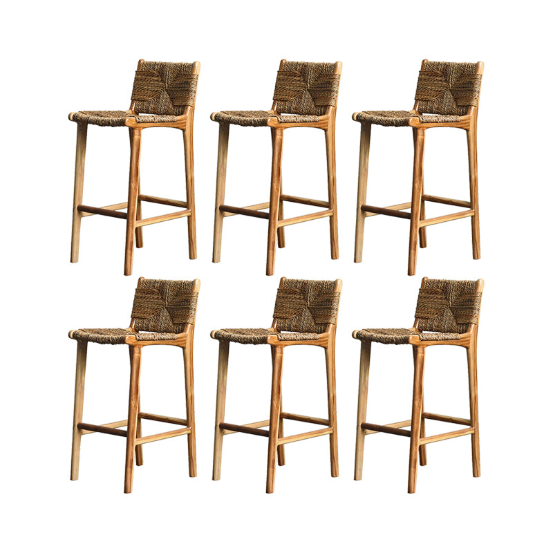 Solid Wood Counter Bar Stool Armless Counter Height Stools with Footrest