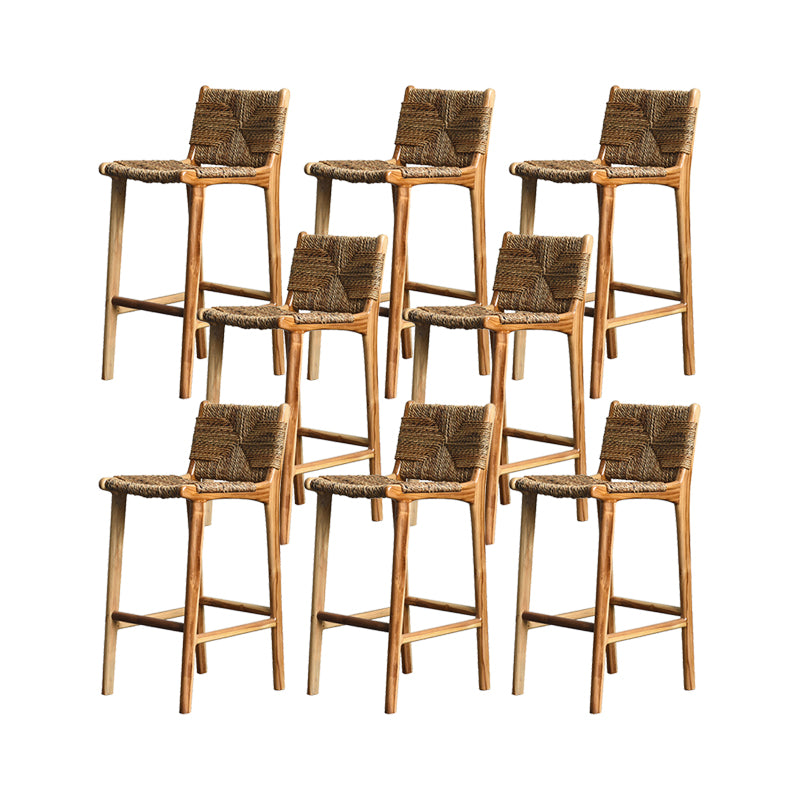Solid Wood Counter Bar Stool Armless Counter Height Stools with Footrest