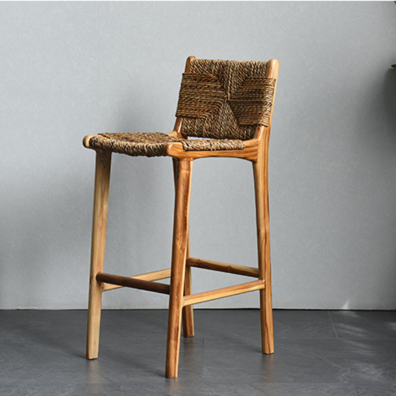 Solid Wood Counter Bar Stool Armless Counter Height Stools with Footrest
