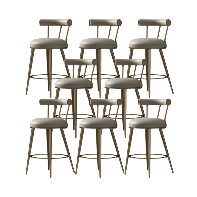Glam Style Low Back Round Upholstered Bar Stool with Metal Legs