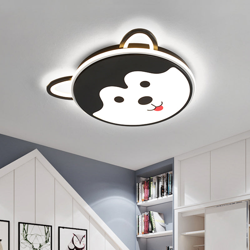 Black Husky Flush Mount Pendant Fixture Contemporary Acrylic LED Flushmount Lighting for Kindergarten in Warm/White Light