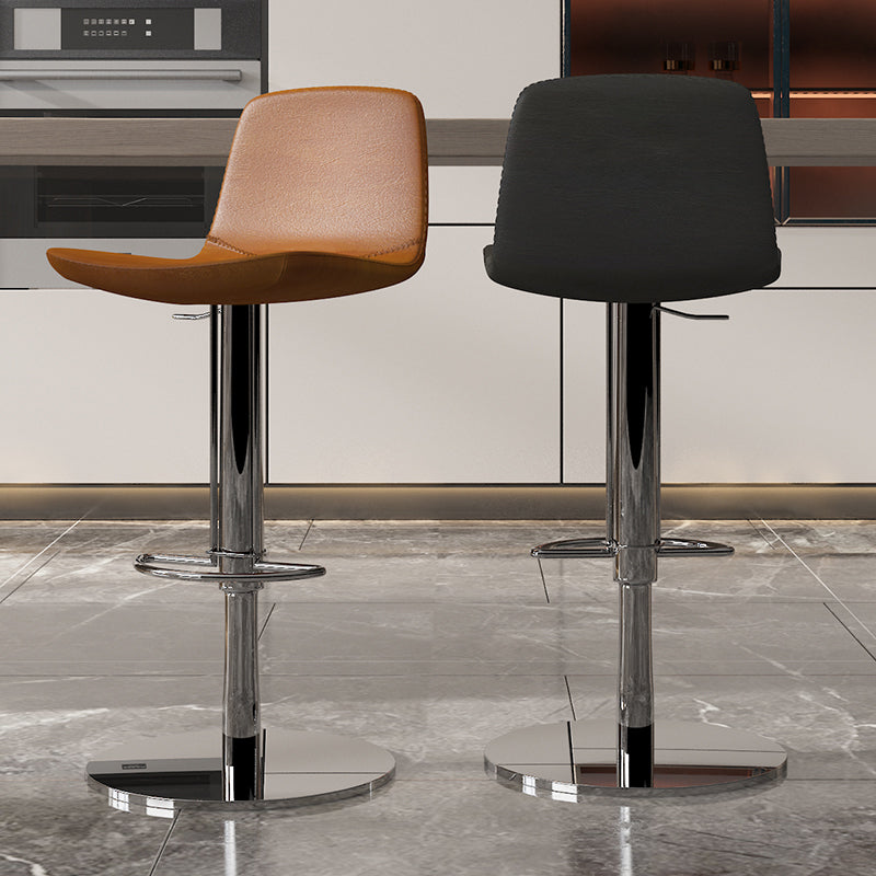 Low Back Adjustable Height Swivel Armless Bar Stool with Footrest