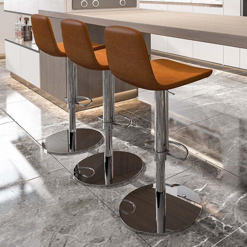 Low Back Adjustable Height Swivel Armless Bar Stool with Footrest