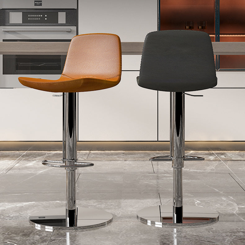 Low Back Adjustable Height Swivel Armless Bar Stool with Footrest