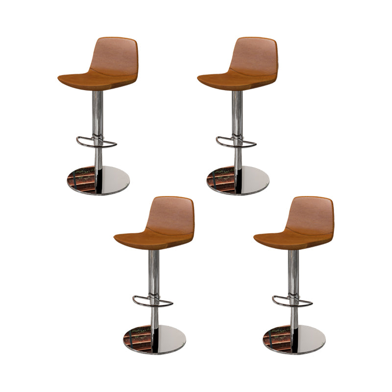 Contemporary Adjustable Height Swivel Armless Bar Stool with Footrest
