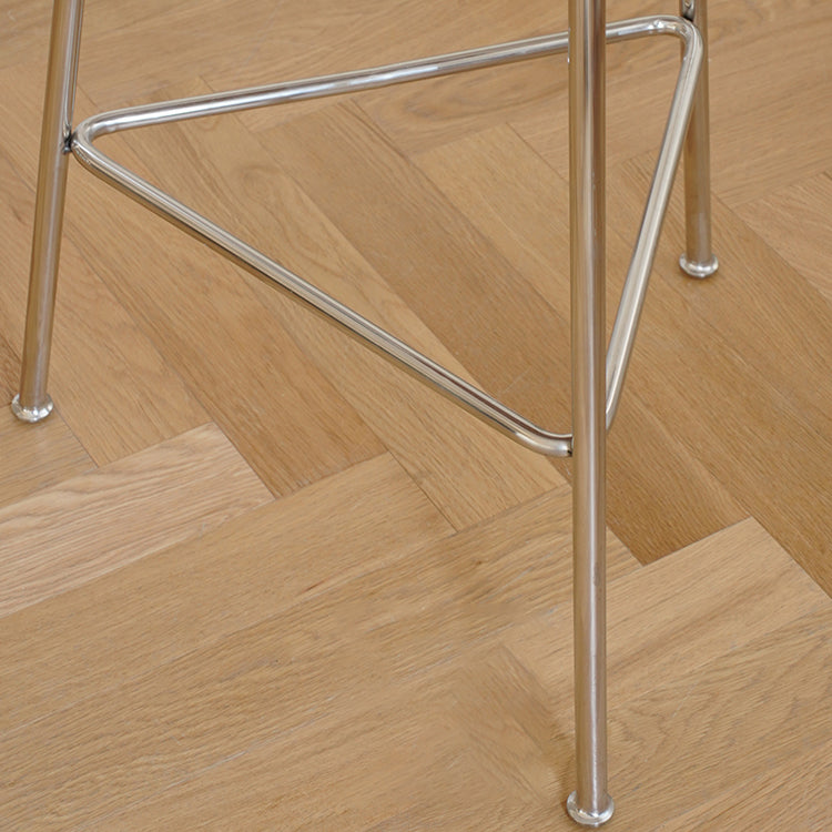 Contemporary Solid Wood Round Armless Bar Stool with Metal Base