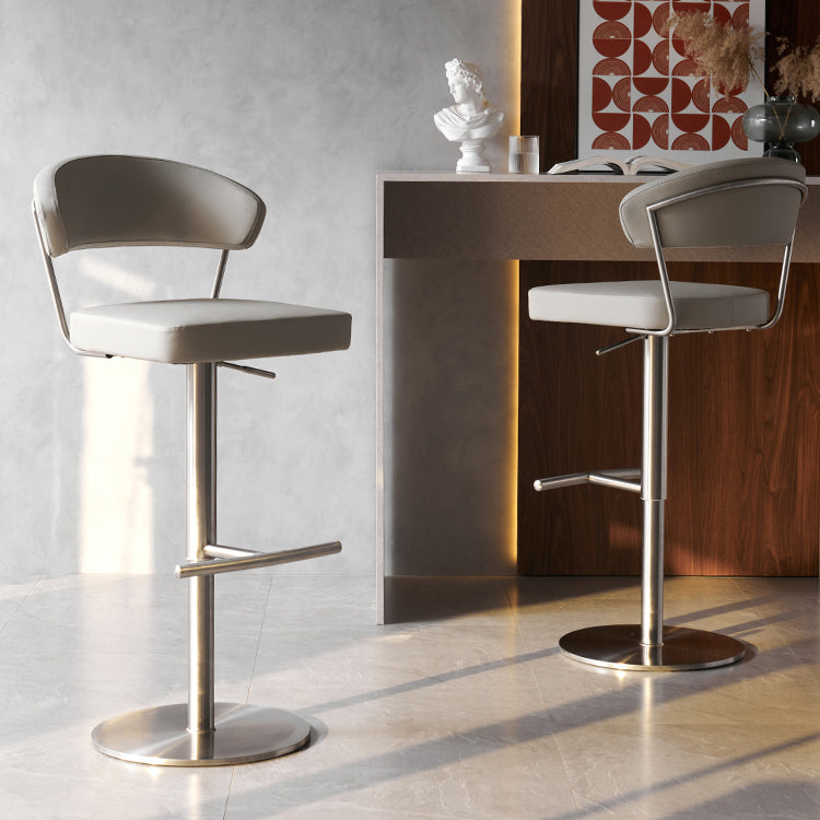 Upholstered Adjustable Height Swivel Armless Bar Stool with Footrest