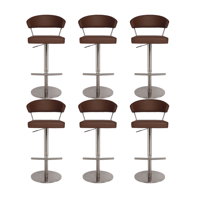 Upholstered Adjustable Height Swivel Armless Bar Stool with Footrest