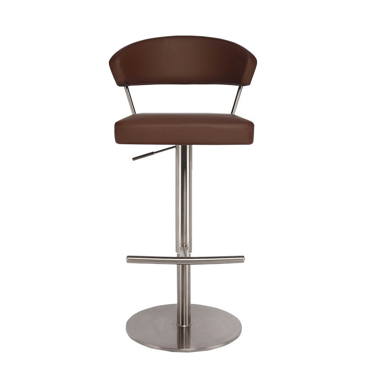 Upholstered Adjustable Height Swivel Armless Bar Stool with Footrest