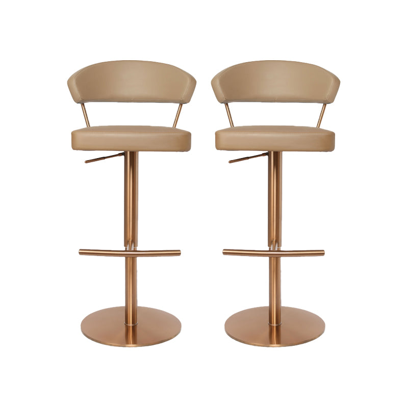 Upholstered Adjustable Height Swivel Armless Bar Stool with Footrest