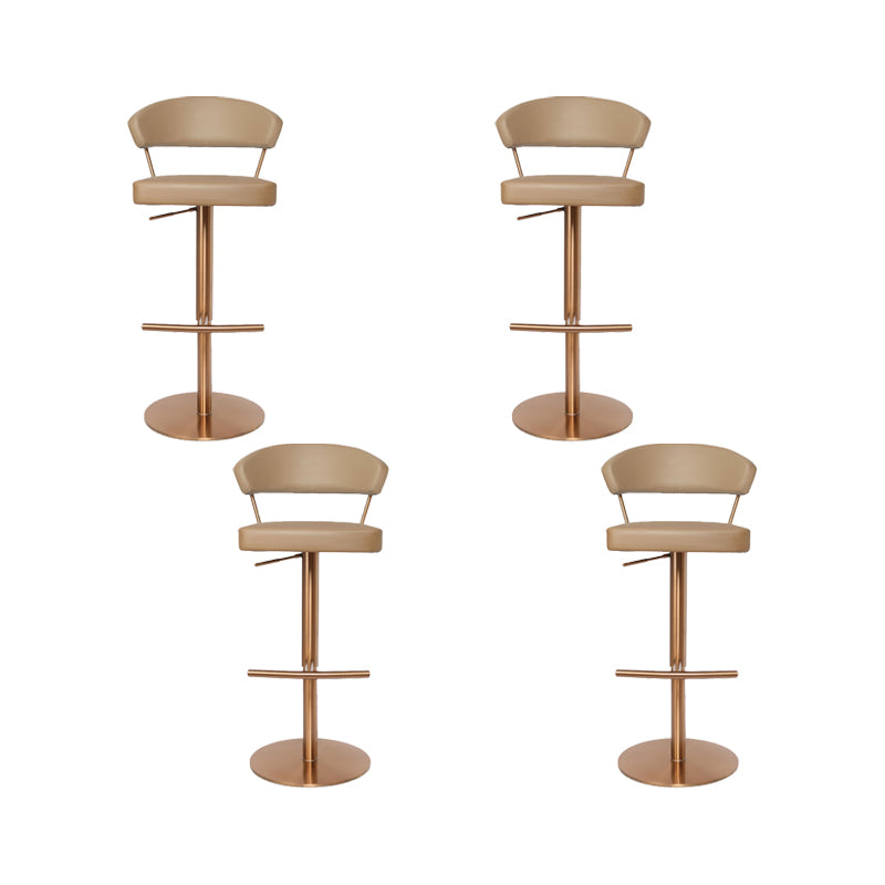 Upholstered Adjustable Height Swivel Armless Bar Stool with Footrest