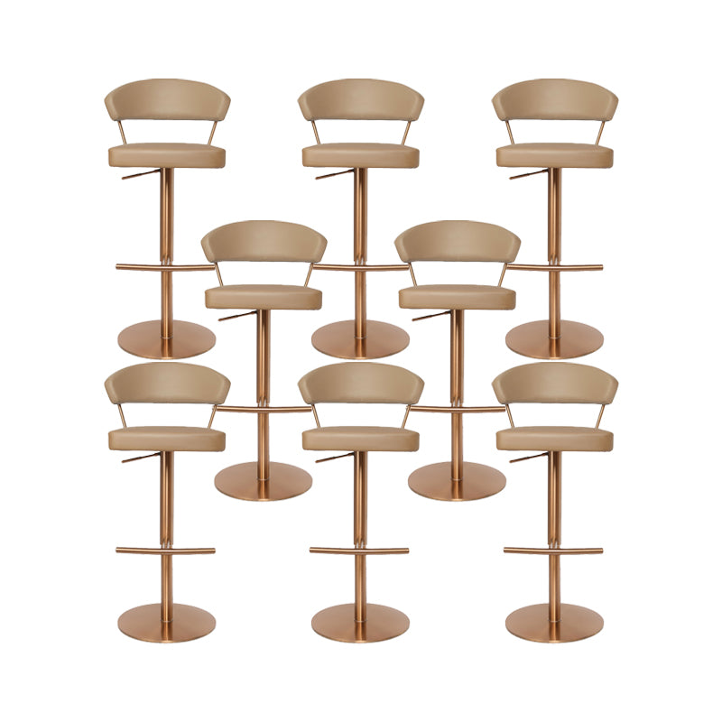 Upholstered Adjustable Height Swivel Armless Bar Stool with Footrest