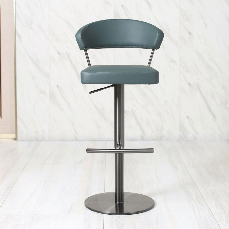 Upholstered Adjustable Height Swivel Armless Bar Stool with Footrest