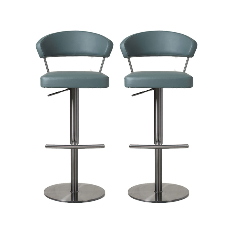 Upholstered Adjustable Height Swivel Armless Bar Stool with Footrest