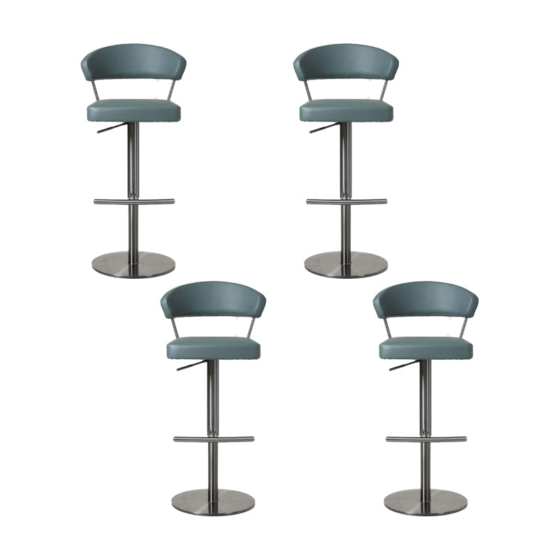 Upholstered Adjustable Height Swivel Armless Bar Stool with Footrest
