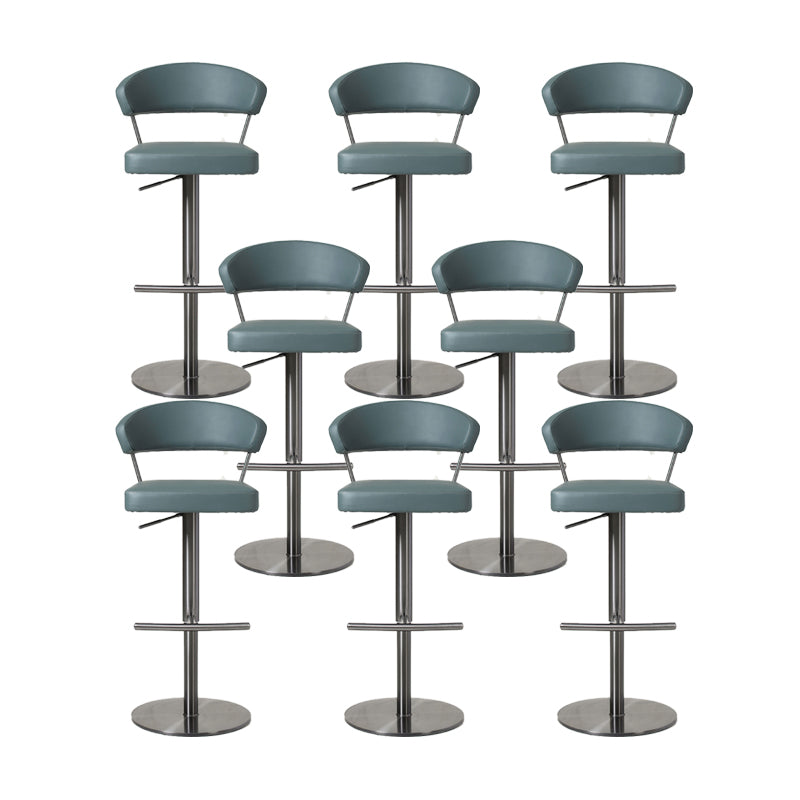 Upholstered Adjustable Height Swivel Armless Bar Stool with Footrest