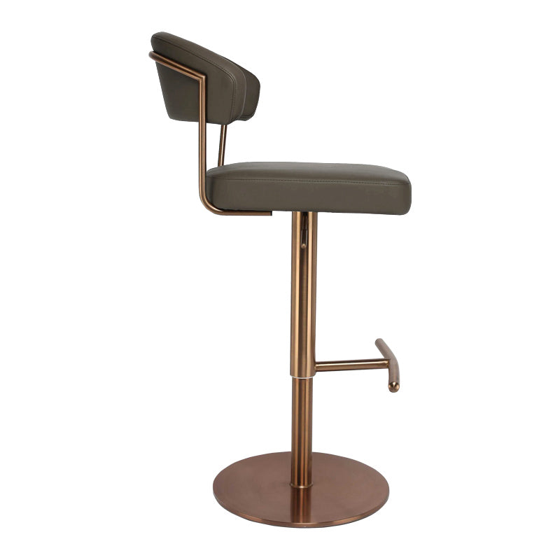 Upholstered Adjustable Height Swivel Armless Bar Stool with Footrest