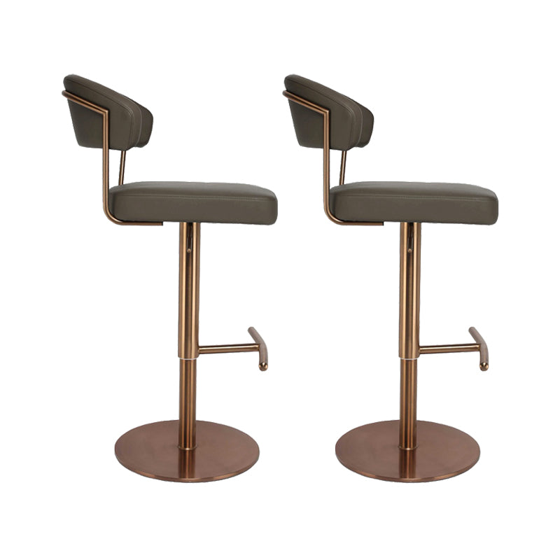 Upholstered Adjustable Height Swivel Armless Bar Stool with Footrest