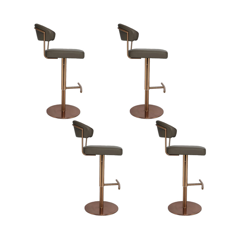 Upholstered Adjustable Height Swivel Armless Bar Stool with Footrest