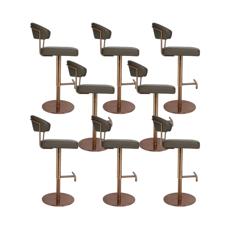Upholstered Adjustable Height Swivel Armless Bar Stool with Footrest