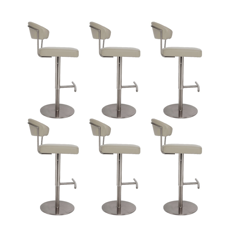 Upholstered Adjustable Height Swivel Armless Bar Stool with Footrest