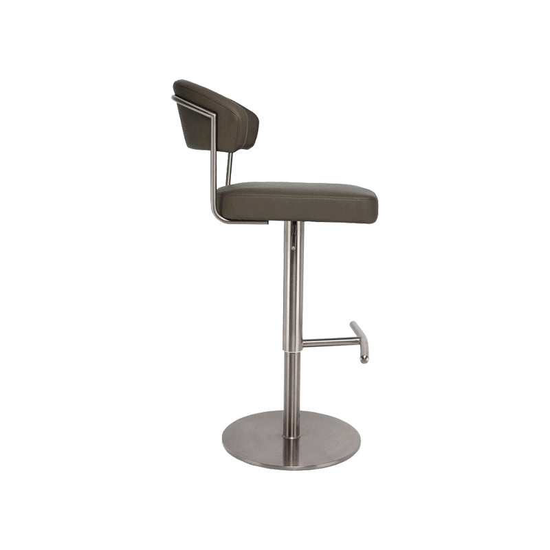 Upholstered Adjustable Height Swivel Armless Bar Stool with Footrest