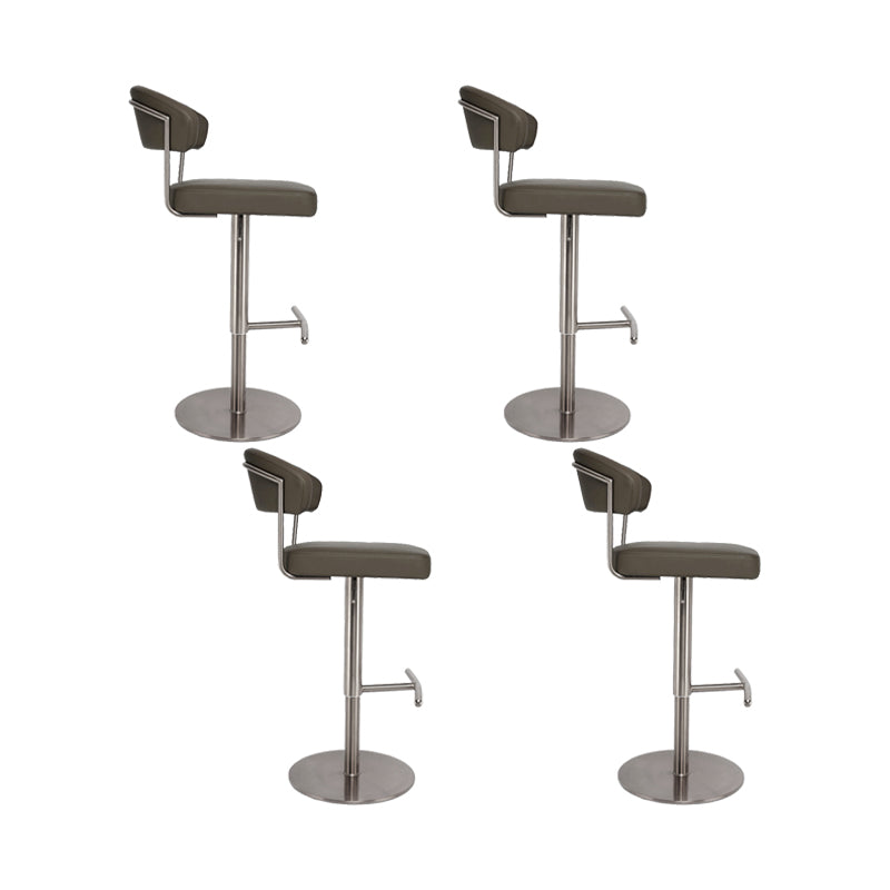 Upholstered Adjustable Height Swivel Armless Bar Stool with Footrest