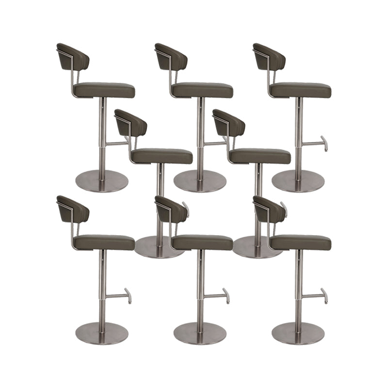 Upholstered Adjustable Height Swivel Armless Bar Stool with Footrest