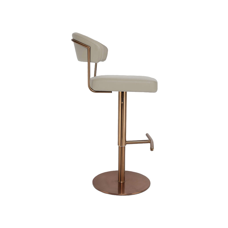 Upholstered Adjustable Height Swivel Armless Bar Stool with Footrest