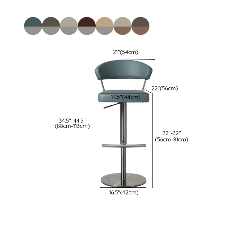 Upholstered Adjustable Height Swivel Armless Bar Stool with Footrest