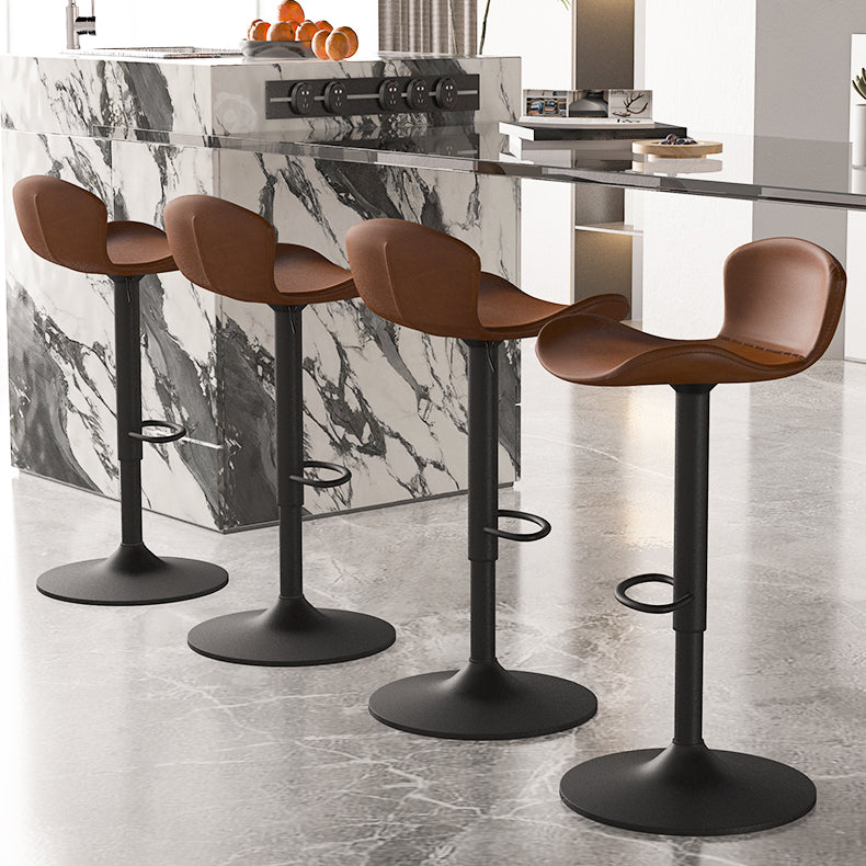 Faux Leather Adjustable Height Swivel Armless Bar Stool with Footrest