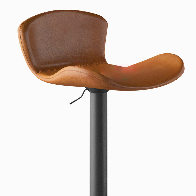 Faux Leather Adjustable Height Swivel Armless Bar Stool with Footrest