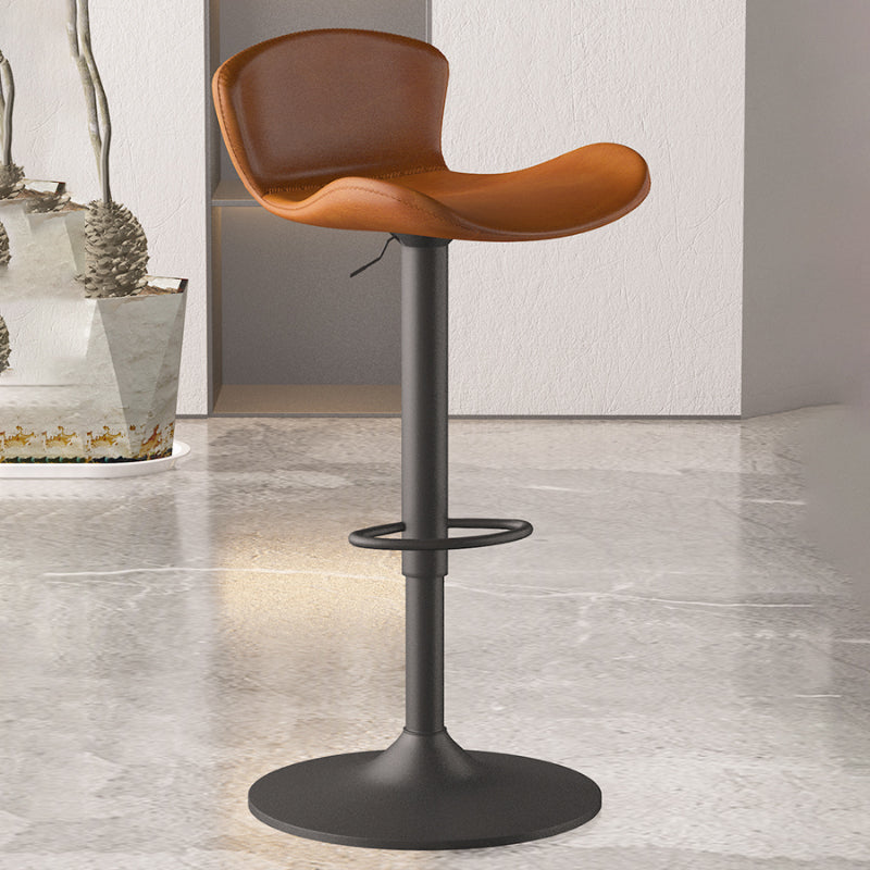 Faux Leather Adjustable Height Swivel Armless Bar Stool with Footrest